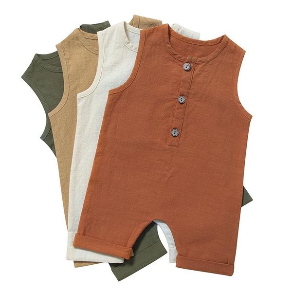 jumpsuits summer baby boys girls rompers toddler kids playsuit cotton linen infant sleeveless clothes ropa overalls, Blue 
jumpsuits summer baby boys girls rompers toddler kids playsuit cotton linen infant sleeveless clothes ropa overalls, Blue