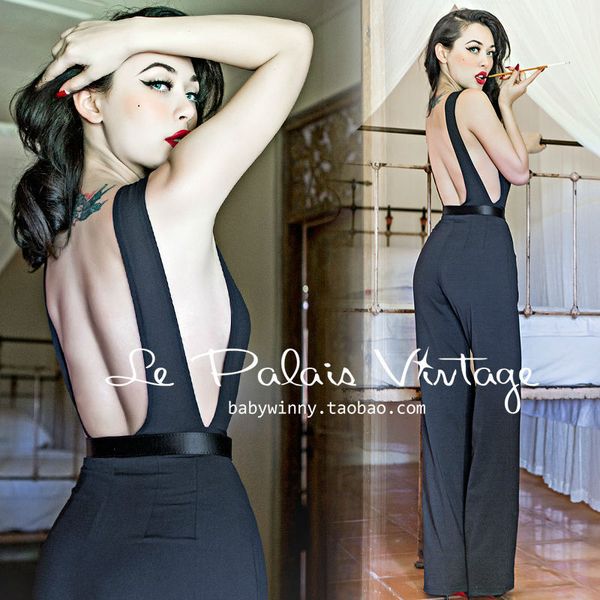 women's jumpsuits & rompers freight and vintage palais elegant black side exposed thin halter overalls, Black;white
women's jumpsuits & rompers freight and vintage palais elegant black side exposed thin halter overalls, Black;white