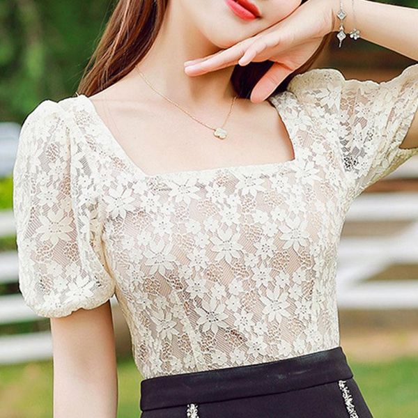 women's blouses & shirts blouse women 2021 summer short sleeve shirt slash neck hollow lace clothes blusas mujer d171, White
women's blouses & shirts blouse women 2021 summer short sleeve shirt slash neck hollow lace clothes blusas mujer d171, White