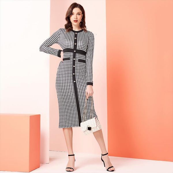 houndstooth buttoned front solid trim women dresses print pencil o neck long sleeeve elegant midi, Black;gray
houndstooth buttoned front solid trim women dresses print pencil o neck long sleeeve elegant midi, Black;gray