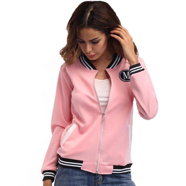 women's jackets m logo classical bomber ladies jacket women coat female autumn casual cardigan team patchwork baseball o-neck bolero 2, Black;brown
women's jackets m logo classical bomber ladies jacket women coat female autumn casual cardigan team patchwork baseball o-neck bolero 2, Black;brown