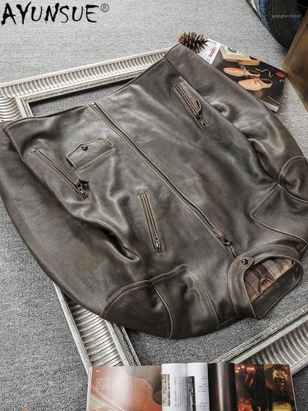 men's leather & faux akoosun 100% genuine jacket men vintage real cowhide coat short biker for spring autumn 2021 chaquetas hombre, Black
men's leather & faux akoosun 100% genuine jacket men vintage real cowhide coat short biker for spring autumn 2021 chaquetas hombre, Black