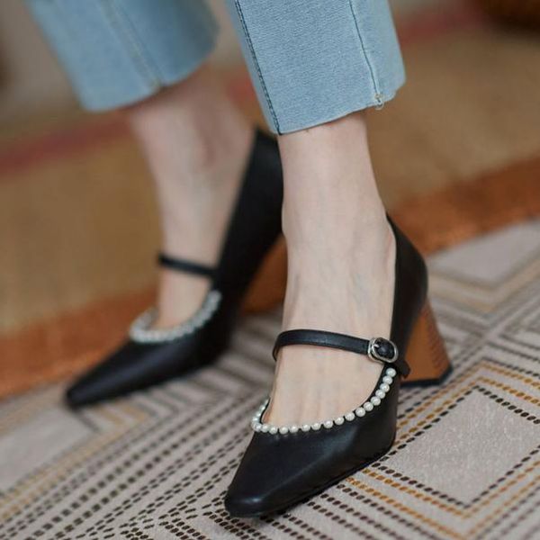 dress shoes square toe elegant platform high heel women's spring 2021 shallow mouth pearl buckle mary jane, Black
dress shoes square toe elegant platform high heel women's spring 2021 shallow mouth pearl buckle mary jane, Black