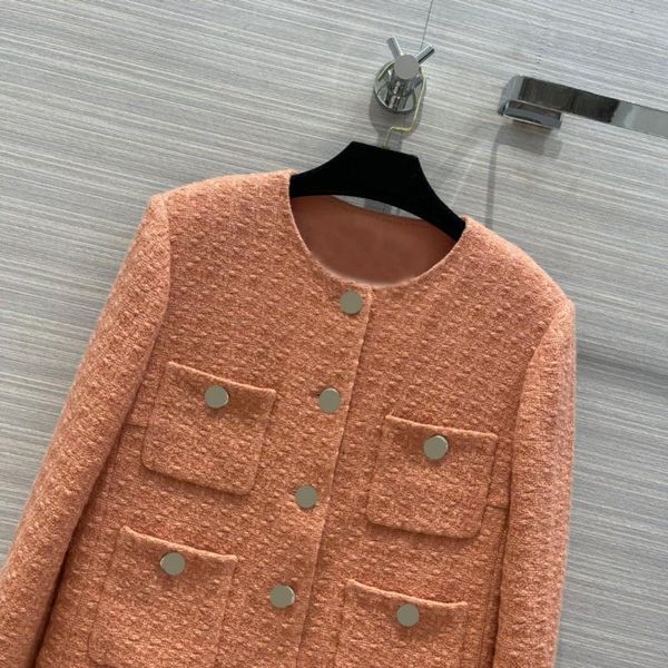 women's wool & blends high-end brand four pocket jackets for women fashion o-neck long sleeve coats orange tweed lady winter 202, Black
women's wool & blends high-end brand four pocket jackets for women fashion o-neck long sleeve coats orange tweed lady winter 202, Black