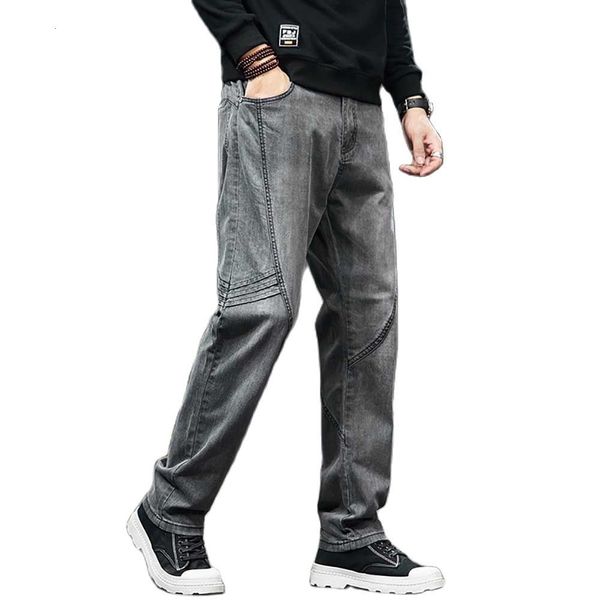 jeans fashion men casual plus size denim pants streetwear trousers harem gray jeans male clothing, Blue