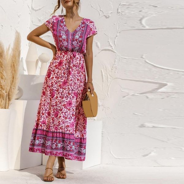 casual dresses chic boho style maxi dress women summer elegant v-neck short sleeve long outwear loose sukienki damskie, Black;gray
casual dresses chic boho style maxi dress women summer elegant v-neck short sleeve long outwear loose sukienki damskie, Black;gray