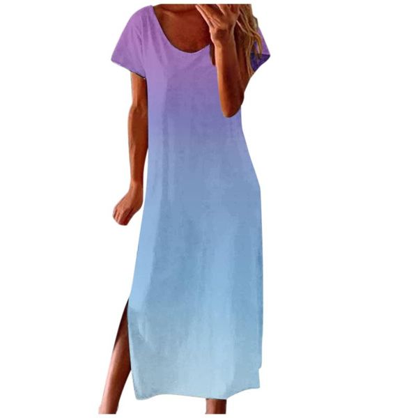 casual dresses summer plus size short sleeve long dress female gradient hem split fork straight o-neck comfy oversize vestidos, Black;gray
casual dresses summer plus size short sleeve long dress female gradient hem split fork straight o-neck comfy oversize vestidos, Black;gray