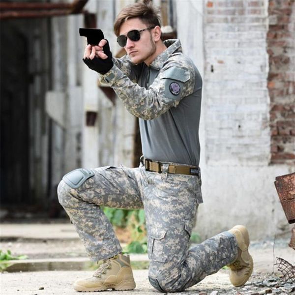 men's tracksuits camouflage army combat shirt men women militar tactical suit cs clothing military uniform hunting cargo pants training, Gray
men's tracksuits camouflage army combat shirt men women militar tactical suit cs clothing military uniform hunting cargo pants training, Gray