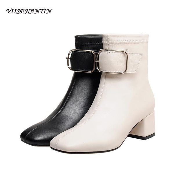 boots autumn winter white mid-heel short female korean version square head belt buckle fashion wild thick heel, Black
boots autumn winter white mid-heel short female korean version square head belt buckle fashion wild thick heel, Black