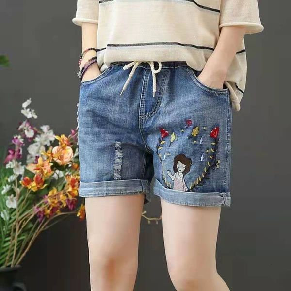 shorts arrival summer women casual elastic waist ripped straight cotton vintga embroidery denim shorts w104 cprq, White;black
shorts arrival summer women casual elastic waist ripped straight cotton vintga embroidery denim shorts w104 cprq, White;black