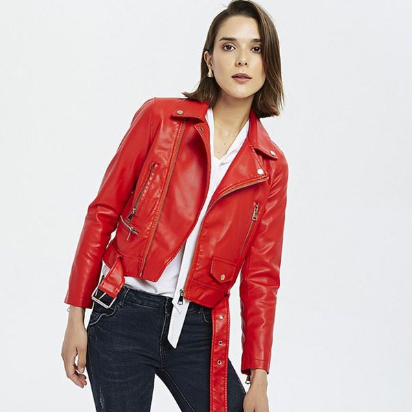 women's leather & faux ladies pu jacket fashion spring autumn black red coat women slim moto biker female jaquetas feminino
women's leather & faux ladies pu jacket fashion spring autumn black red coat women slim moto biker female jaquetas feminino