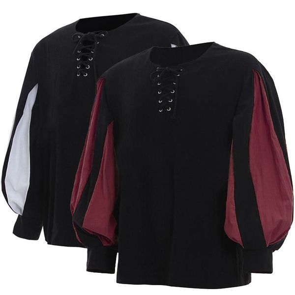 men's casual shirts men's medieval knight cosplay retro costume halloween party lace up loose shirt for men bandage splicing male c, White;black
men's casual shirts men's medieval knight cosplay retro costume halloween party lace up loose shirt for men bandage splicing male c, White;black
