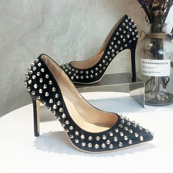 dress shoes 2021 european rivets high heels with spring and summer shallow pointed pumps wild women's, Black
dress shoes 2021 european rivets high heels with spring and summer shallow pointed pumps wild women's, Black