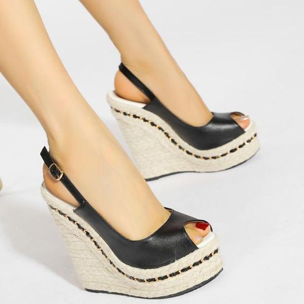 sandals women wedges high-heeled platform buckle strap pumps sewing round toe covered heels peep summer ladies, Black
sandals women wedges high-heeled platform buckle strap pumps sewing round toe covered heels peep summer ladies, Black