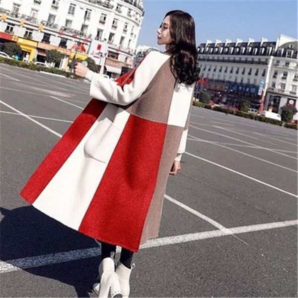 women's wool & blends 2021 autumn and winter fashion loose korean color matching woolen coat mid-length warm h20, Black
women's wool & blends 2021 autumn and winter fashion loose korean color matching woolen coat mid-length warm h20, Black
