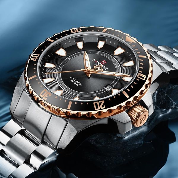 wristwatches naviforce men full steel mechanical watches 100m dive fashion clock with luminous hands reloj hombre, Slivery;brown
wristwatches naviforce men full steel mechanical watches 100m dive fashion clock with luminous hands reloj hombre, Slivery;brown