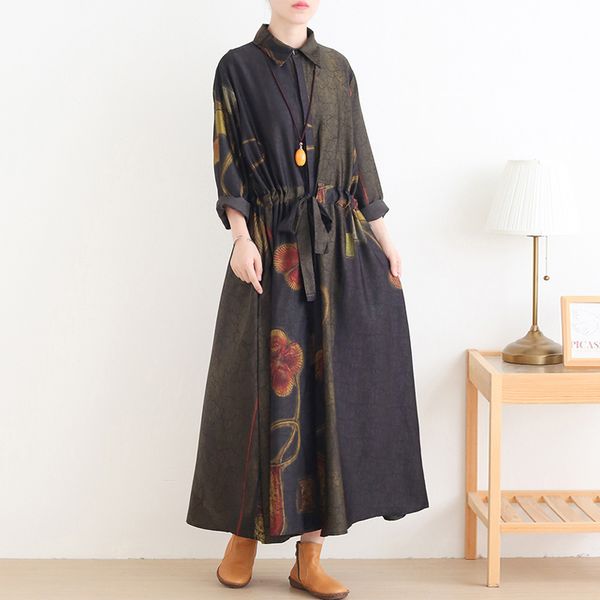 johnature women vintage bandage trench print floral coats autumn button turn-down collar female clothes original trench 210521, Tan;black
johnature women vintage bandage trench print floral coats autumn button turn-down collar female clothes original trench 210521, Tan;black