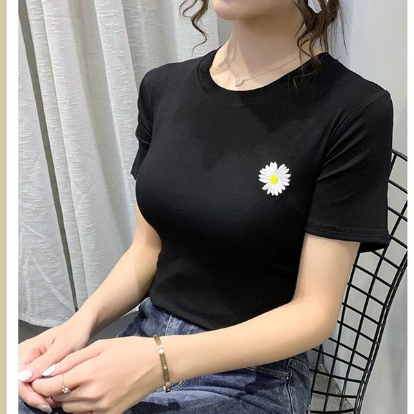 women's t-shirt summer girls funny embroidery tee shirts women short sleeve cotton woman casual o-neck female korean harajuku, White
women's t-shirt summer girls funny embroidery tee shirts women short sleeve cotton woman casual o-neck female korean harajuku, White