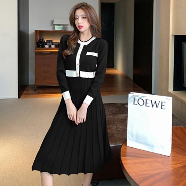 casual dresses autumn winter knitted pleated midi dress women elegant long sleeve o-neck a-line sweater slim all-match vestidos, Black;gray
casual dresses autumn winter knitted pleated midi dress women elegant long sleeve o-neck a-line sweater slim all-match vestidos, Black;gray