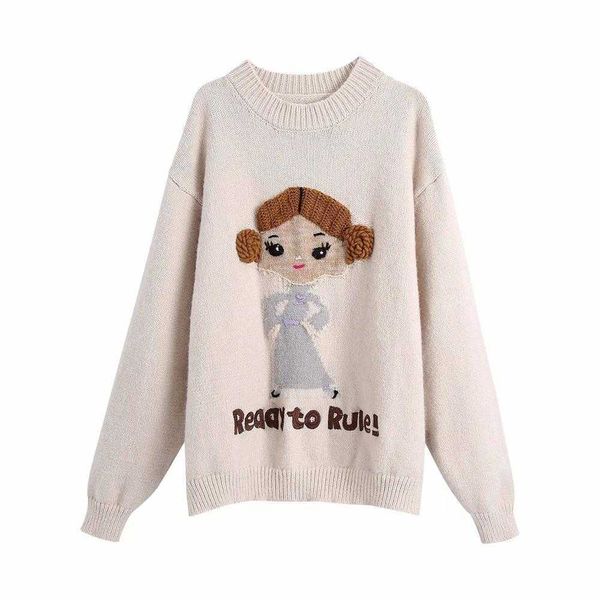 autumn winter women knit sweater oversized round neck long sleeves embroidery warm sweater pullover 210709, White;black
autumn winter women knit sweater oversized round neck long sleeves embroidery warm sweater pullover 210709, White;black