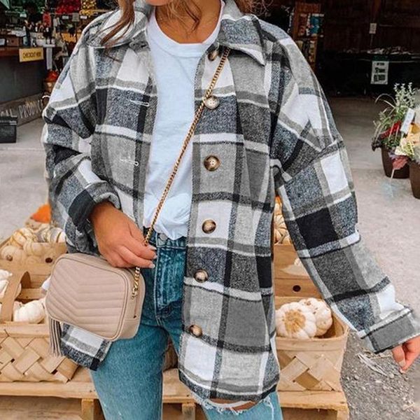 shirts for women plaid long sleeve button up shirt collared and blouse 2021 autumn spring fashion loose casual black white women's jac, Black;brown
shirts for women plaid long sleeve button up shirt collared and blouse 2021 autumn spring fashion loose casual black white women's jac, Black;brown