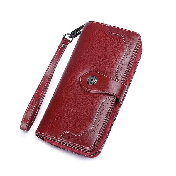 wallets vintage oil wax genuine leather wallet women coin purse simple design travel ladies long phone holder purses, Red;black
wallets vintage oil wax genuine leather wallet women coin purse simple design travel ladies long phone holder purses, Red;black