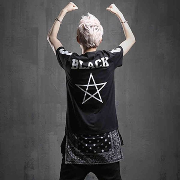 men black patchwork hip hop t shirt punk clothes streetwear men hiphop dance long tee shirts nightclub singer stage costume, White;black
men black patchwork hip hop t shirt punk clothes streetwear men hiphop dance long tee shirts nightclub singer stage costume, White;black