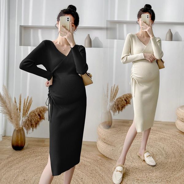 maternity dresses 9905# autumn winter knitted dress deep v neck drawstring a line slim waist sweaters for pregnant women chic ins, White
maternity dresses 9905# autumn winter knitted dress deep v neck drawstring a line slim waist sweaters for pregnant women chic ins, White