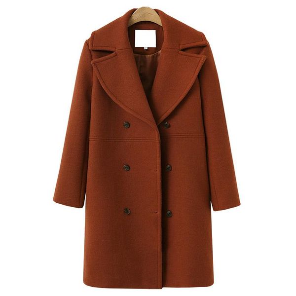 fashion autumn winter plus size women's woolen coat double-breasted mid-length trench wool & blends, Black
fashion autumn winter plus size women's woolen coat double-breasted mid-length trench wool & blends, Black