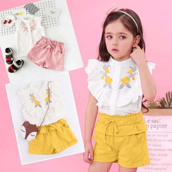 embroidery kids clothes girls sets summer toddler baby ruffle t-shirt +lacing solid shorts set vetement fille clothing, White
embroidery kids clothes girls sets summer toddler baby ruffle t-shirt +lacing solid shorts set vetement fille clothing, White