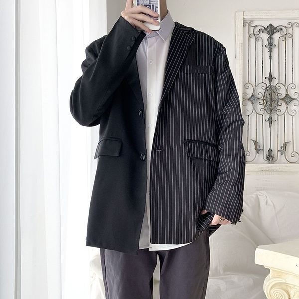 men's suits & blazers korean striped blazer fashion business casual dress jacket men streetwear loose suit jackets mens large size, White;black
men's suits & blazers korean striped blazer fashion business casual dress jacket men streetwear loose suit jackets mens large size, White;black