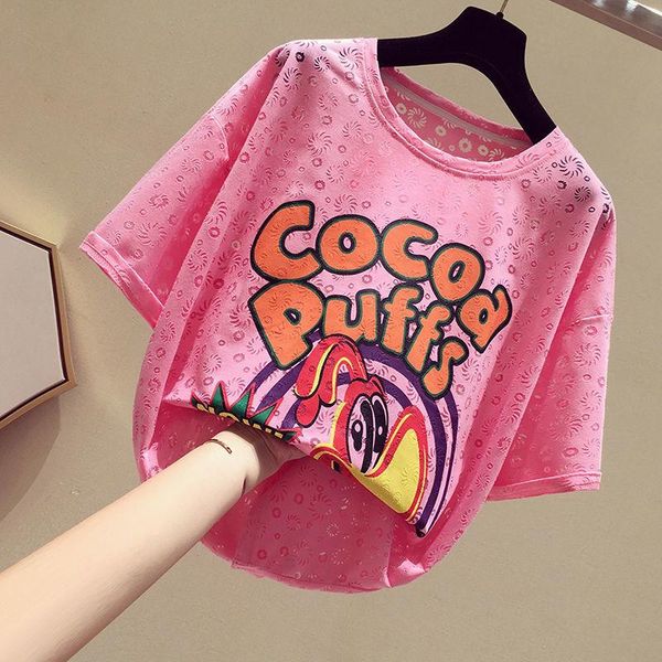women's t-shirt cartoon printed women short-sleeved 2021 korean loose half-sleeved hollow summer woman tshirts, White
women's t-shirt cartoon printed women short-sleeved 2021 korean loose half-sleeved hollow summer woman tshirts, White