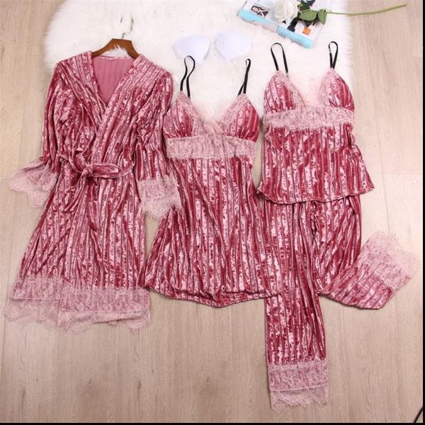 winter striped velvet pajamas set womens sleepwears soft keep warm pjs 4pcs full sleeve velour nightgown lingerie suit, Black;red
winter striped velvet pajamas set womens sleepwears soft keep warm pjs 4pcs full sleeve velour nightgown lingerie suit, Black;red