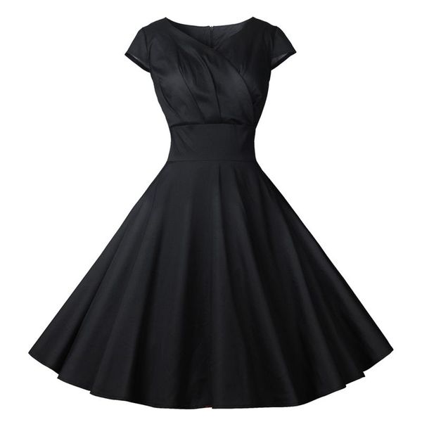 casual dresses dress women summer fashion black short sleeve v neck vintage solid party swing outfits for vestido de mujer, Black;gray
casual dresses dress women summer fashion black short sleeve v neck vintage solid party swing outfits for vestido de mujer, Black;gray