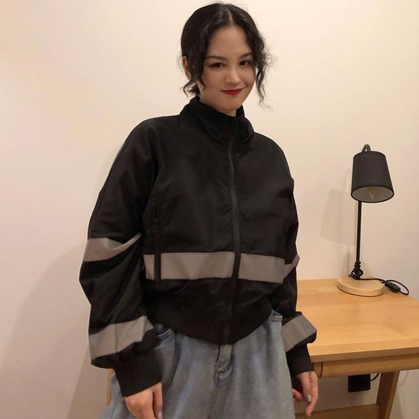 women's jackets bf korean harajuku style spring autumn fashion brand women jacket loose stand zipper black streetwear coats clothing, Black;brown
women's jackets bf korean harajuku style spring autumn fashion brand women jacket loose stand zipper black streetwear coats clothing, Black;brown