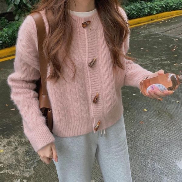 women's jackets fashion maneskin girl kintted sweater outerwear female cardigan coat ox horn button solid warm clothes chaquetas punto, Black;brown
women's jackets fashion maneskin girl kintted sweater outerwear female cardigan coat ox horn button solid warm clothes chaquetas punto, Black;brown