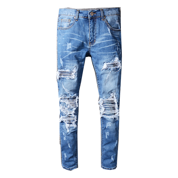men's pants 2021 fashionable ripped jeans, folds and fabric design, casual, self-cultivation, distressed, Black
men's pants 2021 fashionable ripped jeans, folds and fabric design, casual, self-cultivation, distressed, Black