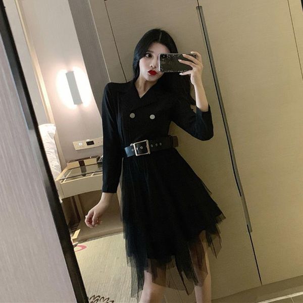 casual dresses women's shirt dressses belt solid mesh patchwork long-sleeved notched collar mini chic ladies dress bandage vestidos pl1, Black;gray
casual dresses women's shirt dressses belt solid mesh patchwork long-sleeved notched collar mini chic ladies dress bandage vestidos pl1, Black;gray
