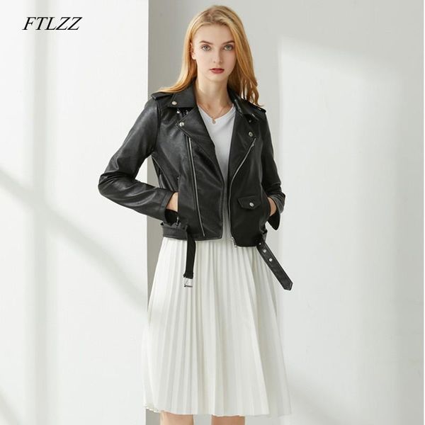 women's leather & faux ftlzz autumn rivet short pu jacket female zipper with belt street coat ladies streetwear jackets, Black
women's leather & faux ftlzz autumn rivet short pu jacket female zipper with belt street coat ladies streetwear jackets, Black