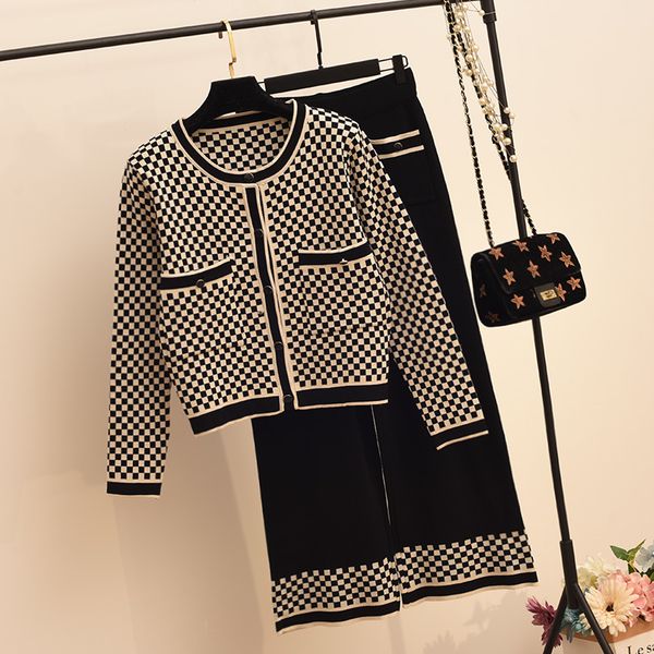 vintage elegant plaid knitted two piece set women o-neck + wide leg pants outfits fashion korean female matching 210518, White
vintage elegant plaid knitted two piece set women o-neck + wide leg pants outfits fashion korean female matching 210518, White