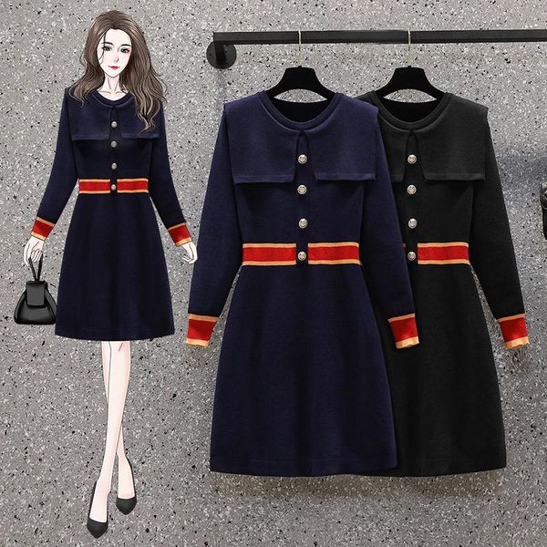 casual dresses plus size vintage women stripe splicing knitted dress autumn winter elegant o-neck long sleeve sweater a-line, Black;gray
casual dresses plus size vintage women stripe splicing knitted dress autumn winter elegant o-neck long sleeve sweater a-line, Black;gray