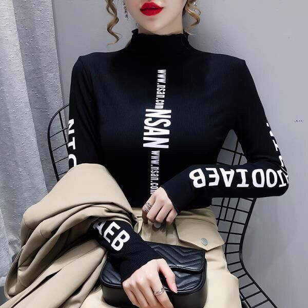 women's sweaters female black shirt, autumn and winter, medium collar with casual fit, long sleeve shirt elastic print, jqah, White;black
women's sweaters female black shirt, autumn and winter, medium collar with casual fit, long sleeve shirt elastic print, jqah, White;black