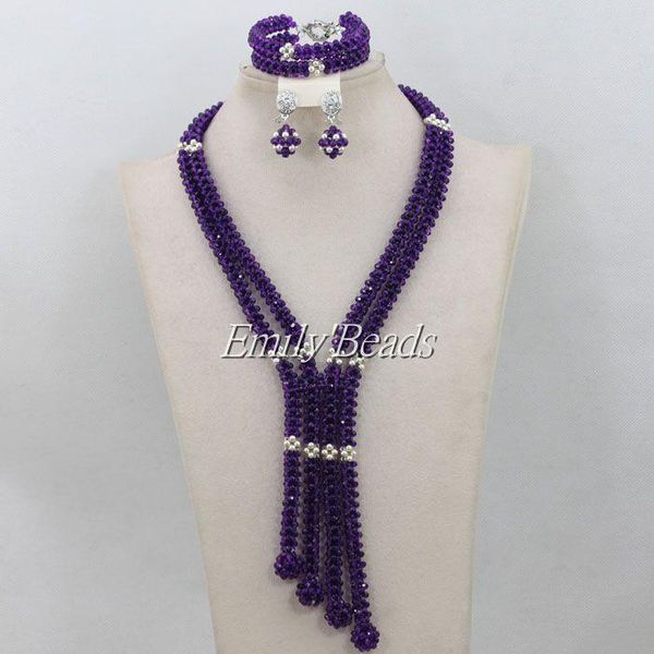 earrings & necklace purple crystal beads african jewelry set nigerian wedding statement aij202, Silver
earrings & necklace purple crystal beads african jewelry set nigerian wedding statement aij202, Silver