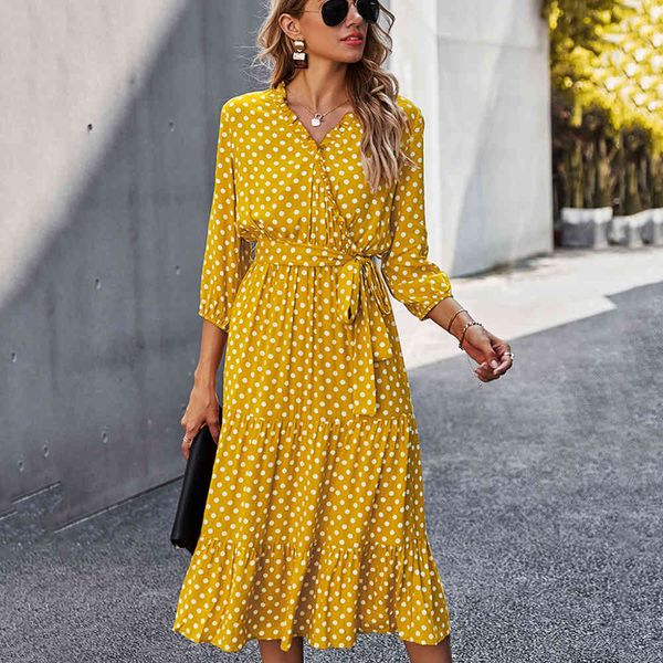 dress polka dot print maxi dress 2021 high waist v neck lace up ruffle ladies spring summer clothes casual elegant holiday dresses 93ft, Black;gray
dress polka dot print maxi dress 2021 high waist v neck lace up ruffle ladies spring summer clothes casual elegant holiday dresses 93ft, Black;gray