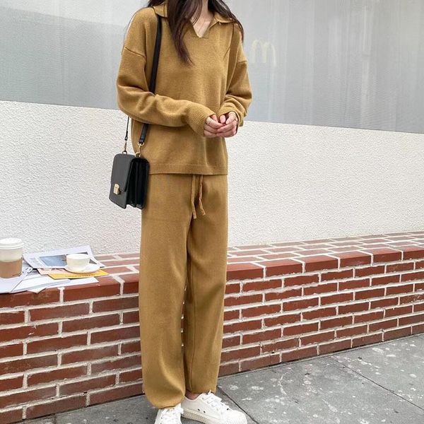 women's sweaters knitted pullover loose casual sweater sports pants suit autumn and winter, White;black
women's sweaters knitted pullover loose casual sweater sports pants suit autumn and winter, White;black