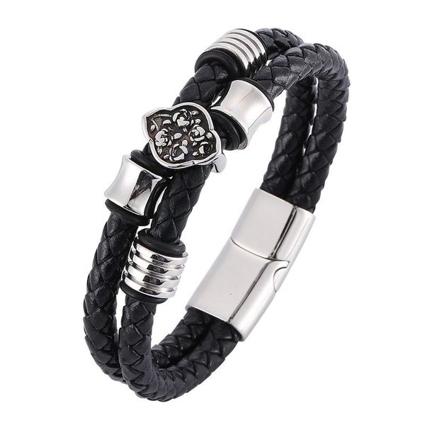 charm bracelets double braided leather bracelet men stainless steel magnetic clasp bangles accessories fashion punk male jewelry bb0340, Golden;silver
charm bracelets double braided leather bracelet men stainless steel magnetic clasp bangles accessories fashion punk male jewelry bb0340, Golden;silver