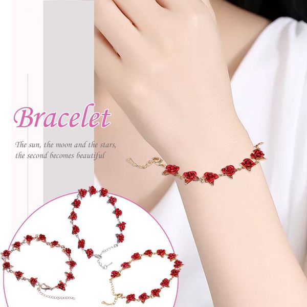 bangle rose gold color link chain romantic bracelet with red enamel jewelry 2021 classic for women gift, Black
bangle rose gold color link chain romantic bracelet with red enamel jewelry 2021 classic for women gift, Black
