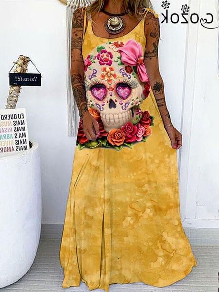 casual dresses women's dress summer ladies' sling skull loose sleeveless flower ptint straps party plus size long maxi, Black;gray
casual dresses women's dress summer ladies' sling skull loose sleeveless flower ptint straps party plus size long maxi, Black;gray