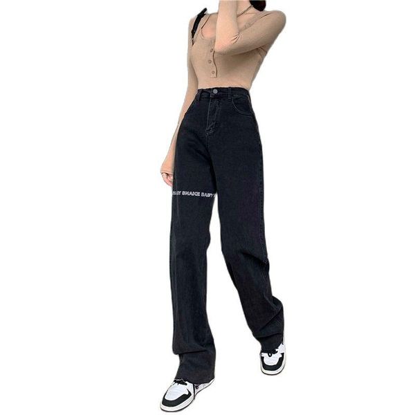 women's jeans winter women black cotton loose straight hem letters printed fashion, Blue
women's jeans winter women black cotton loose straight hem letters printed fashion, Blue