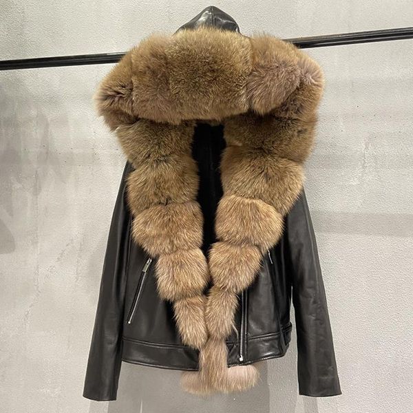 women's fur & faux 2021 fashion women winter genuine leather jackets with hood real coats female thick warm natural moto, Black
women's fur & faux 2021 fashion women winter genuine leather jackets with hood real coats female thick warm natural moto, Black